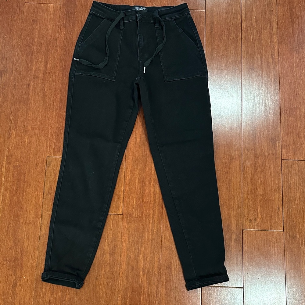Judy Blue Black Drawstring Front-Pocket Joggers